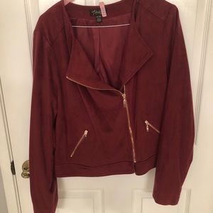 Thalia Maroon Suede Jacket